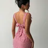 Novo Vestido Mini Camisola Xadrez Moda Y2K Feminino Primavera/Verão Adequado para Meninas Jovens em Concertos