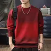 Sudadera Redonda de Peso Pesado Lavada Desgastada Degradada para Hombre Otoño e Invierno 2025 Nueva Camisa Base de Manga Larga Retro Americana