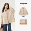 Ropa de Otoño Pudding Haru para Niñas, Tops Estilo Coreano, Nuevo Gabán de Algodón 100% con Cuello Alto Infantil Otoño 2026