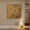 Pintura Decorativa para Sala de Estar Estilo Canción, Pintura de Flores y Pájaros, Pintura para Colgar en el Vestíbulo, Pintura de Pared para Pasillo Estilo Chino Francés Retro