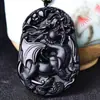 Pingente de Obsidiana Natural de Guanyin, Amuleto de Buda, Guardião da Sorte, Jade Negro, Peça de Jade, Suprimento para Transmissão ao Vivo