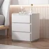 No requiere instalación, simple, moderno, todo madera maciza, tablero de roca, elevado 60 cm, mesita de noche de tres niveles, completamente ensamblado, de pie, lujo ligero, estilo crema