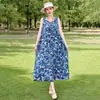 Vestido de Algodão e Seda de Alta Qualidade Sem Mangas Estilo 2026 para o Verão, Vestido de Praia Estiloso para Mãe Jovem em Férias na Praia de Sanya