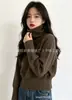 Suéter de malha soltinho de gola alta novo para outono e inverno, estilo coreano, para mulheres, pulôver liso, top moderno e versátil