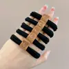 Cuerda para coleta de pelo negra de alta gama, Goma para el pelo tipo intestino grueso duradera, Diadema, Goma para el pelo, Accesorios para el pelo, Estuche de cuero al por mayor