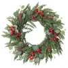 2026 Corona Decorativa Roja de Bayas Navideñas de Amazon Guirnalda de Agujas de Pino Piñas Anillo de Vid Artificial Navideño Accesorios de Decoración