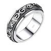 Anillo de Mantra de Seis Caracteres para Hombre de Plata S925 Anillo de Dedo Índice para Hombre Moderno Plata Esterlina Elegante Dominante Pareja Giratorio Retro Mujer