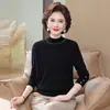 Suéter 100% Lana para Mujeres de Mediana Edad, Suéter Interior de Otoño para Madres, Adecuado para Mujeres de 50-60 Años de Edad Media y Mayores, Suéter Capa Base para Primavera, Otoño e Invierno