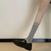 Zapatos Planos Mary Jane de Tira Suave de Cuero Zapatos Individuales 2026 para Mujer Estilo Francés Simple Puntera Cuadrada Casual Versátiles Bailarinas