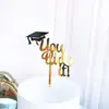Novo Cartão de Inserção para Decoração de Bolo da Temporada de Formatura Transfronteiriça Chapéu de Formando Acrílico Decoração de Bolo de Aniversário para Festa de Formatura