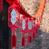 Decoração de Ano Novo Chinês 2024 Bandeiras Onduladas Cenário de Jardim de Infância e Shopping Guirlanda de Ano Novo Pequenas Bandeiras Penduradas
