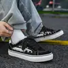 Zapatos de Lona Kou Chuan Xing Xing Shan Dian para Hombre Primavera y Otoño Nuevos de Caña Baja Zapatos de Tabla para Estudiantes Tendencia Versátil Casual Zapatos Blancos