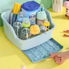 Caja de Almacenamiento para Biberones con Drenaje y Tapa Productos para Bebés Vajilla Caja para Comida Complementaria a Prueba de Polvo Estante de Almacenamiento para Secado al Aire Tamaño Grande
