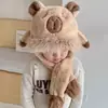 Sombrero con Orejas Móviles de Celebridad de Internet, Bufanda, Guantes, Sombrero de Peluche Todo en Uno, Lindo Sombrero Cálido de Invierno para Ciclismo para Niños y Niñas