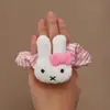 Outono e Inverno Novo Laço Rosa Coelhinho de Pelúcia Scrunchie Listrado Estilo Menina Macio Fofo Acessório de Cabelo Atacado