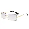 Gafas de Sol Cuadradas Sin Marco Transfronterizas Nuevas Europeas y Americanas para Hombres y Mujeres, Gafas de Sol Cuadradas Pequeñas con Bordes Cortados Japonesas y Coreanas, Gafas de Sol Ultraligeras