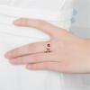 Anillo Jinjiahua de Rubí Chapado en Corazón, Moderno Anillo de Piedra Preciosa Color Granate con Forma de Corazón Incrustado de Diamantes