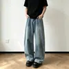 Jeans retrô americano para homens, novo estilo de verão, corte solto, tamanho grande, calças casuais retas de perna larga para homens