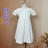 Vestido Branco para Meninos e Meninas, Vestido Artístico de Suspensório com Babados e Flores 3D, Pode Ser Tie-Dye
