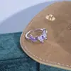 Novo Anel de Abertura Flor Borboleta Esmalte Roxo Combina com Tudo Empilhável Nicho Luxo Leve High-end Anel de Dedo para Mulheres