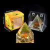 Adorno de Pirámide de Bola de Cristal Natural, Pieza de Decoración para el Hogar de Grava de Cristal Recubierta de Resina, En Caja
