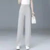 Calça reta rosa doce estilo coreano, novo modelo outono 2026, caimento solto, cobre o quadril, rejuvenescedora, calça longa casual para passeios
