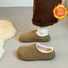 Sapatos de algodão com salto de batata pequeno de sola grossa, meio saco, bico fechado, slip-on, forrados com pelúcia quente, novo inverno 2026, retrô