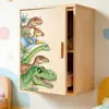 Adesivos de Parede de Dinossauro Fofo de Desenho Animado Novos Transfronteiriços para Decoração de Jardim de Infância e Quarto de Crianças, Pinturas Decorativas Autoadesivas Removíveis