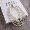Collar de perlas de imitación de ocho capas exagerado de moda Cadena francesa multicapa apilada para clavícula Retro Cadena de cuentas redondas para mujer