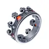 Anillo de titanio vintage estilo romano retro europeo y americano con corona de rubí, joyería gótica para hombres y mujeres, venta al por mayor, entrega de una sola pieza