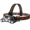 Linterna frontal recargable de 7 LED de alto brillo transfronteriza, linterna frontal LED impermeable montada en la cabeza para pesca nocturna al aire libre, camping y sitios de construcción