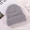 Amazon outono e inverno branco imitação de vison lã chapéu rosto pequena imitação de vison lã malha chapéu de cor sólida chapéu de pelúcia Feminino Original