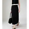 Saia midi preta com fenda nas costas para mulheres, nova saia de comprimento médio de cintura alta para outono e inverno, saia de inverno, saia de tricô bodycon, tamanho único, outro