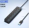 Divisor USB 3.0 de Siete Botones con Interruptor Diamante Transfronterizo, Expansor USB Multipuerto, USB Hub de Transmisión de Alta Velocidad