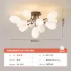 [Transfronterizo] Lámpara Vintage Flor de Magnolia de Gama Media a Alta, Iluminación Completa para Dormitorio, Lámpara de Techo para Sala de Estar Estilo Antiguo con Sensor de Luz