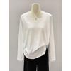 Camiseta Sexy de Encaje con Cuello en V y Mangas Largas para Mujer en Primavera y Otoño Camiseta Básica Casual y Relajada Top Interior Elegante y a la Moda