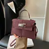 Bolso Pequeño Cuadrado Cerradura Bolso de Mano para Mujer Transfronterizo Kelly Retro Patchwork Nuevo Estilo Bolso de Hombro Bolso Cruzado Moda Clásico Negro