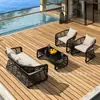 Sofá Cadeira de Rattan para Lazer ao Ar Livre Pátio à Prova d'Água Proteção Solar Exterior Sofá de Rattan Trançado de Rattan Varanda Móveis de Combinação de Mesa de Café