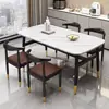 Mesa de Jantar Retangular de Mármore e Combinação de Mesa de Jantar com Cadeiras Doméstica Simples Apartamento Pequeno Simples Mesa de Jantar para Aluguel Comercial