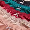 Ropa interior femenina sexy de encaje con empalme transfronterizo, ligera, cómoda, agradable para la piel y transpirable, Tanga de seda helada con lazo personalizado