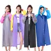 Impermeable de Eva para Adultos No Desechable, Poncho de Lluvia tipo Cárdigan con Bloques de Color, Portátil, Engrosado, a Prueba de Tormentas para Todo el Cuerpo