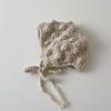 Bolsa de bola de tricô feita à mão transfronteiriça estilo coreano Chapéu com cadarço à prova de vento estilo ear wind Korean fofo para crianças chapéu de tricô outono e inverno