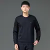 Sudadera Casual para Hombre Otoño Ropa Deportiva para Hombre Cuello Redondo Sudadera Superior Camisa Base Forrada de Polar para Hombre Chaqueta Texturizada 03