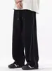 Pantalones Deportivos para Hombre Estilo Americano Otoño Modernos Holgados Versátiles Rayados Patchwork Pierna Recta Casual Deportivos Pierna Ancha Caída Pantalones Largos