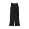 ABOUTSEA Otoño Ropa Coreana de Capas para Mujer con Diseño Único Sin Cintura, Pantalones Rectos Drapeados de Terciopelo Mousse
