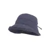 Sombrero de Pescador a Cuadros Azul Marino Dulce Estilo Ins Coreano para Mujer Verano Lazo Ala Ancha Versátil Que Afina el Rostro Sombrero de Sol