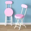 Silla Plegable Taburete Pequeño Uso en Casa Taburete Plegable Resistente Taburete Alto Taburete Sencillo con Respaldo Taburete Redondo Portátil