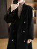 Elegante Abrigo de Lana Doble Faz para Mujer 2026, Longitud Media, Versátil, Nuevo Estilo Otoño, Color Sólido, Cinturón de Corbata, Corte Holgado