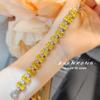 Pulsera de Diamante Amarillo de Zirconia de Lujo Ligero para TikTok Live, Pulsera de Cristal Amarillo de Diamante de Alto Carbono para Mujer, Joyería de Lujo Europea y Americana al por Mayor