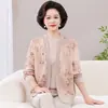 Conjunto de top de manga larga para mujer de mediana edad, ropa de madre, nueva colección de otoño 2026, nuevo conjunto de punto de algodón para mujer de mediana edad